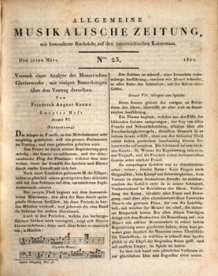 Allgemeine musikalische Zeitung Mittwoch 21. März 1821