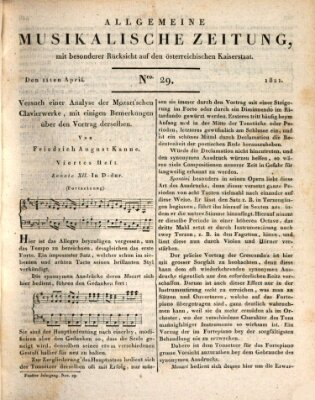 Allgemeine musikalische Zeitung Mittwoch 11. April 1821