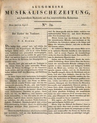 Allgemeine musikalische Zeitung Samstag 21. April 1821