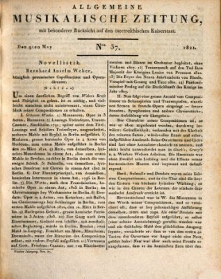 Allgemeine musikalische Zeitung Mittwoch 9. Mai 1821