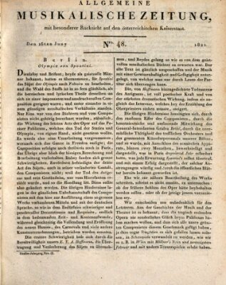 Allgemeine musikalische Zeitung Samstag 16. Juni 1821