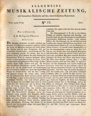 Allgemeine musikalische Zeitung Mittwoch 4. Juli 1821