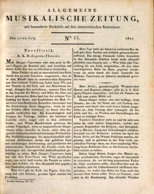 Allgemeine musikalische Zeitung Mittwoch 11. Juli 1821