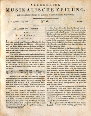 Allgemeine musikalische Zeitung Mittwoch 29. August 1821