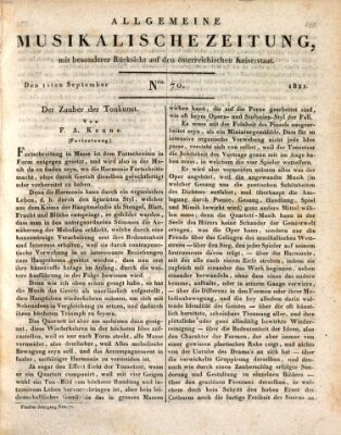 Allgemeine musikalische Zeitung Samstag 1. September 1821