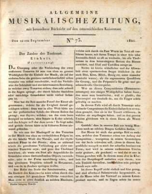 Allgemeine musikalische Zeitung Mittwoch 12. September 1821