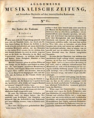 Allgemeine musikalische Zeitung Mittwoch 10. Oktober 1821