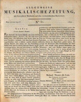 Allgemeine musikalische Zeitung Mittwoch 17. April 1822