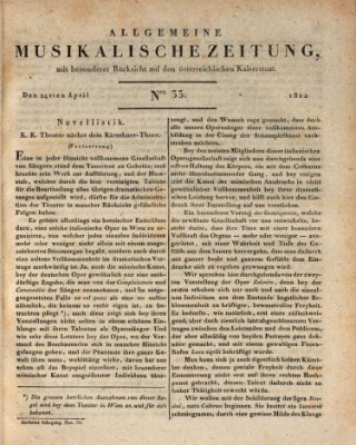 Allgemeine musikalische Zeitung Mittwoch 24. April 1822