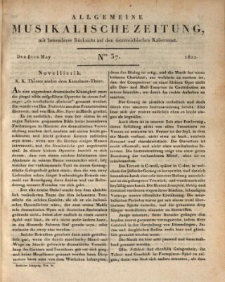 Allgemeine musikalische Zeitung Mittwoch 8. Mai 1822