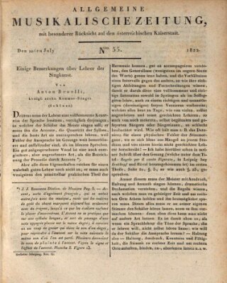 Allgemeine musikalische Zeitung Mittwoch 10. Juli 1822