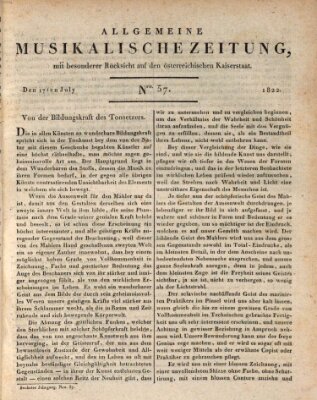 Allgemeine musikalische Zeitung Mittwoch 17. Juli 1822
