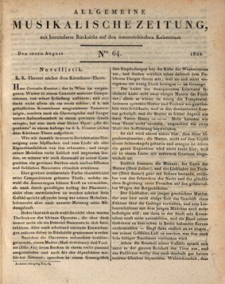 Allgemeine musikalische Zeitung Samstag 10. August 1822