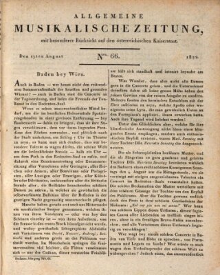 Allgemeine musikalische Zeitung Samstag 17. August 1822