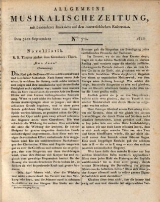 Allgemeine musikalische Zeitung Samstag 7. September 1822