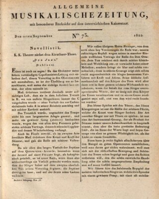 Allgemeine musikalische Zeitung Mittwoch 11. September 1822