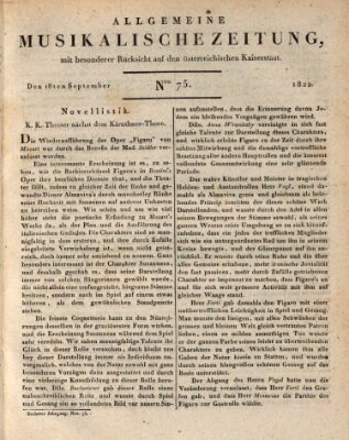 Allgemeine musikalische Zeitung Mittwoch 18. September 1822