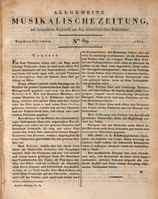 Allgemeine musikalische Zeitung Mittwoch 6. November 1822