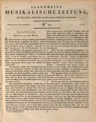 Allgemeine musikalische Zeitung Mittwoch 13. November 1822