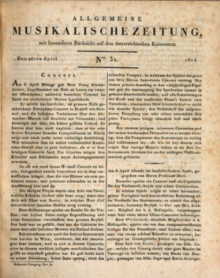 Allgemeine musikalische Zeitung Mittwoch 16. April 1823