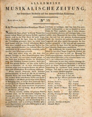 Allgemeine musikalische Zeitung Mittwoch 23. April 1823