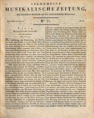 Allgemeine musikalische Zeitung Mittwoch 30. April 1823