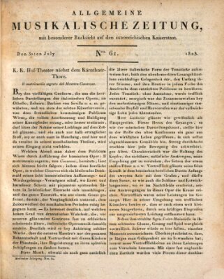 Allgemeine musikalische Zeitung Mittwoch 30. Juli 1823