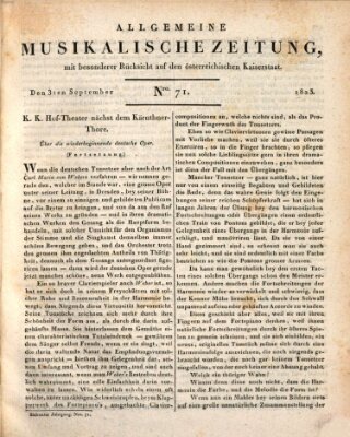 Allgemeine musikalische Zeitung Mittwoch 3. September 1823