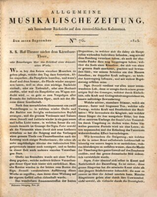 Allgemeine musikalische Zeitung Samstag 20. September 1823