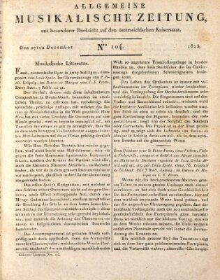 Allgemeine musikalische Zeitung Samstag 27. Dezember 1823