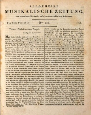 Allgemeine musikalische Zeitung Mittwoch 31. Dezember 1823