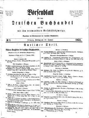 Börsenblatt für den deutschen Buchhandel Freitag 10. Januar 1851