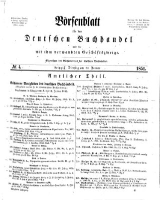 Börsenblatt für den deutschen Buchhandel Dienstag 14. Januar 1851