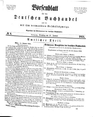 Börsenblatt für den deutschen Buchhandel Dienstag 21. Januar 1851