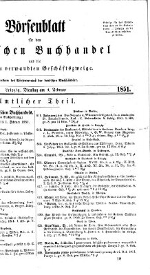 Börsenblatt für den deutschen Buchhandel Dienstag 4. Februar 1851