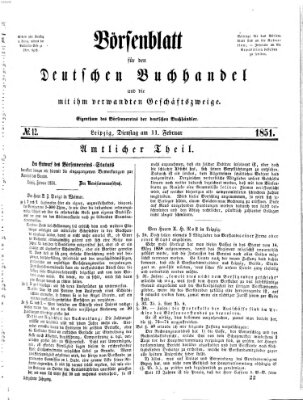 Börsenblatt für den deutschen Buchhandel Dienstag 11. Februar 1851