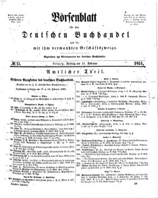 Börsenblatt für den deutschen Buchhandel Freitag 21. Februar 1851