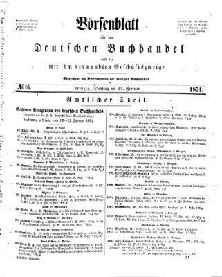 Börsenblatt für den deutschen Buchhandel Dienstag 25. Februar 1851