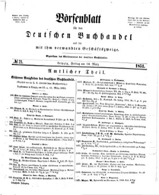 Börsenblatt für den deutschen Buchhandel Freitag 14. März 1851