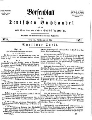 Börsenblatt für den deutschen Buchhandel Freitag 2. Mai 1851