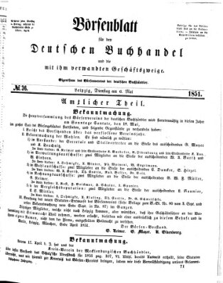 Börsenblatt für den deutschen Buchhandel Dienstag 6. Mai 1851