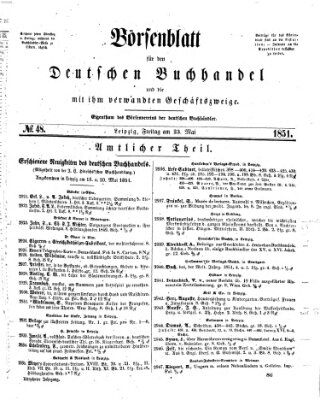 Börsenblatt für den deutschen Buchhandel Freitag 23. Mai 1851