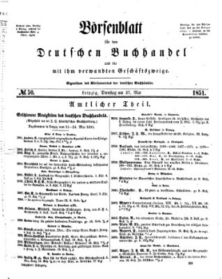 Börsenblatt für den deutschen Buchhandel Dienstag 27. Mai 1851