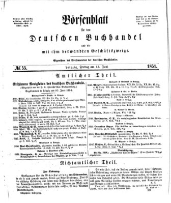 Börsenblatt für den deutschen Buchhandel Freitag 13. Juni 1851