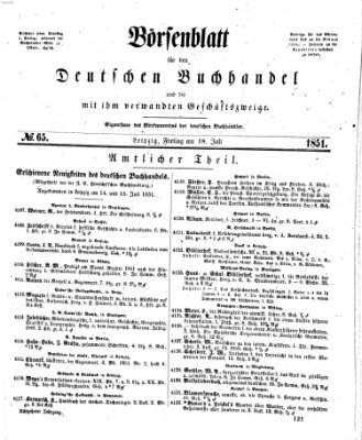 Börsenblatt für den deutschen Buchhandel Freitag 18. Juli 1851