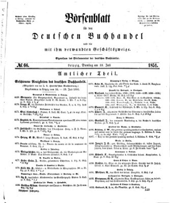 Börsenblatt für den deutschen Buchhandel Dienstag 22. Juli 1851