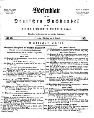 Börsenblatt für den deutschen Buchhandel Dienstag 5. August 1851