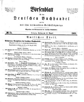 Börsenblatt für den deutschen Buchhandel Freitag 22. August 1851