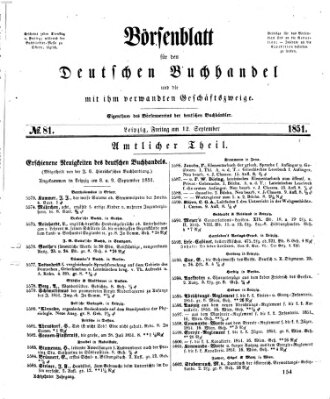 Börsenblatt für den deutschen Buchhandel Freitag 12. September 1851