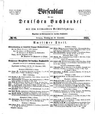 Börsenblatt für den deutschen Buchhandel Dienstag 30. September 1851